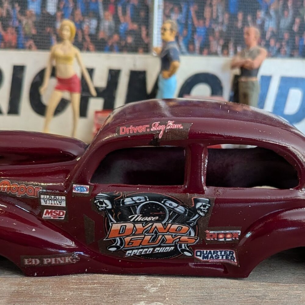 NHRA Drag 3 3/4 inch wheel base Dyno Guys Ford with windows Styrene Plastic BODY